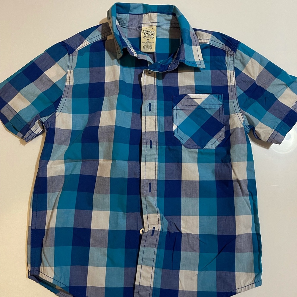 Faded glory plaid button up shirt